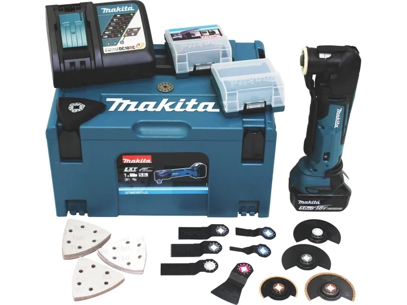 Makita Akku-Multifunktionswerkzeug DTM51RT1J3 18 V inkl. Zubehör & Makpac Makita Akku-Multifunktionswerkzeug DTM51RT1J3 18 V inkl. Zubehör & Makpac