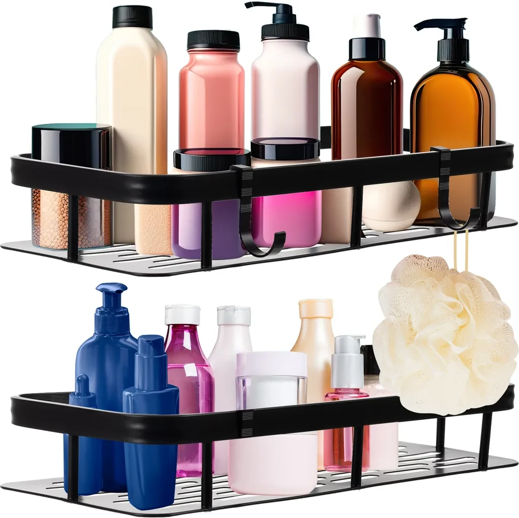 Set mit 2 schwarzen ONYX-Hängeorganisatoren – Aluminium Duschregal Set mit 2 schwarzen ONYX-Hängeorganisatoren – Aluminium Duschregal